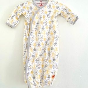 Magnetic me yellow and grey monkey, newborn gown